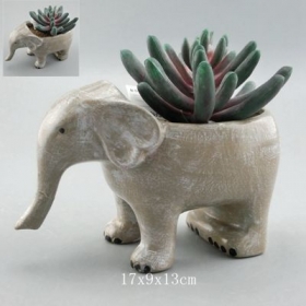 pote de elefante pintado à mão de cerâmica