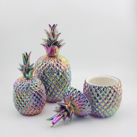 revestimento de arco-íris acabamento cerâmico caixa de jóias de abacaxi