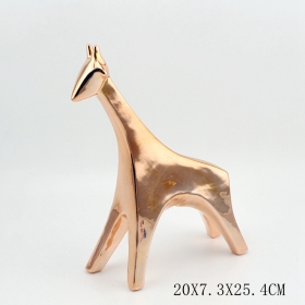 rosa ouro cerâmico girafa figurinha sillouette abstrato