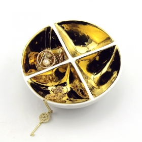 cerâmica vintage dividido trinket prato ouro