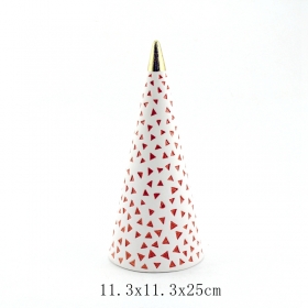 Figurinha de cone de árvore de Natal de cerâmica branca