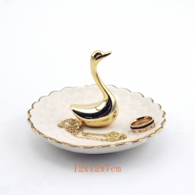 Bandeja de suporte de anel de prato de cerâmica de cerâmica animal