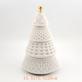 cerâmica árvore de natal caramelo jar branco 3-tier