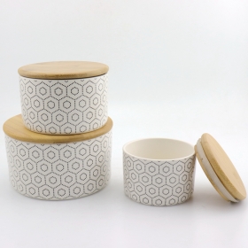 chá café e vasilhas de açúcar conjunto de 3 com tampa de bambu