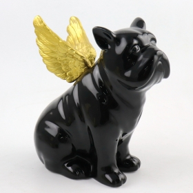 enfeites de cachorro preto com asas de anjo de ouro decoração da casa