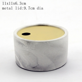 caixa de concreto de efeito de mármore com tampa de metal dourado